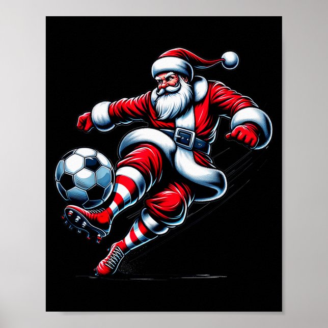 Poster Santa Plays Soccer Christmas Srts Women Men Kids  (Frente)