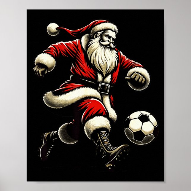 Poster Santa Plays Soccer Srts, Xmas Christmas Women Men  (Frente)