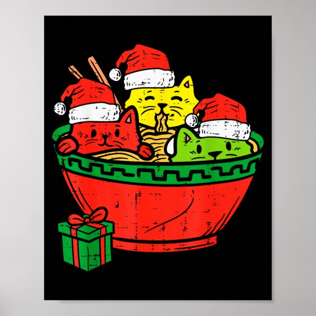 Poster Santa Ramen Cats Anime Christmas Xmas Kids Girls M (Frente)