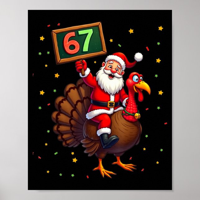 Poster Santa Riding Turkey Take Number 67 Christmas &amp; (Frente)