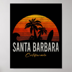 Poster Santa Rra Califórnia Retro Surfista Praia Vintage