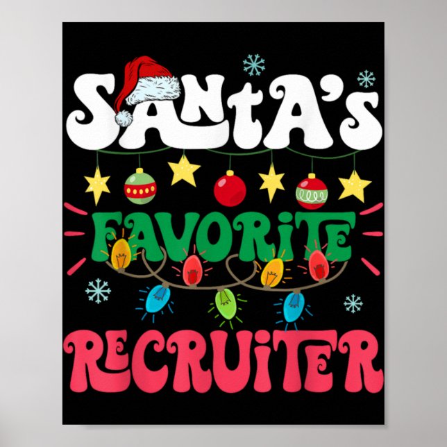 Poster Santa S Favorite Recruiter Funny Santa Xmas Light  (Frente)