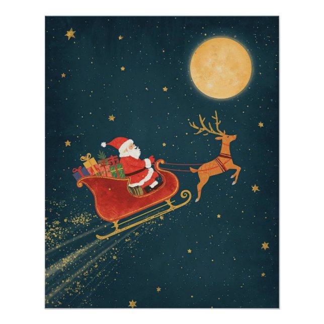 Pôster Santa’s Sleigh Christmas Poster (Frente)