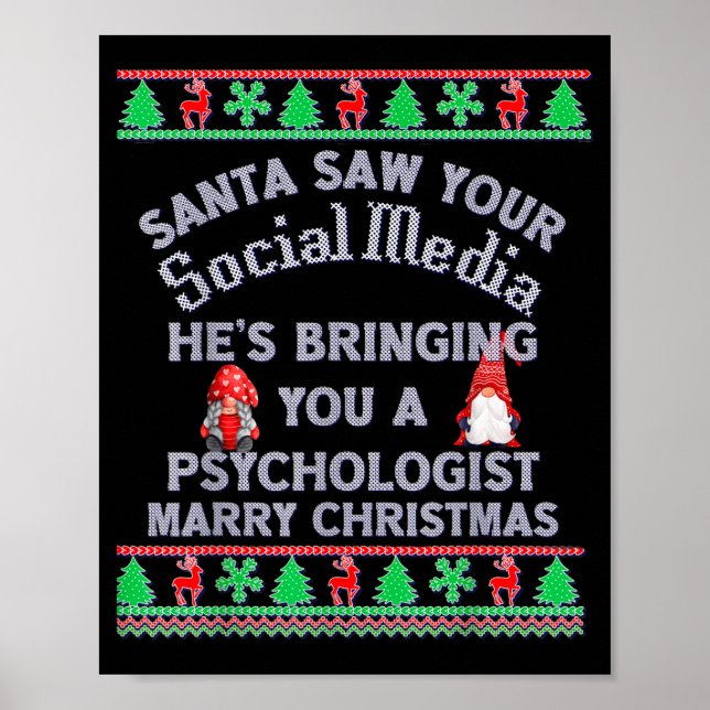 Poster Santa Saw Your Social Media Litical Ugly Christmas (Frente)