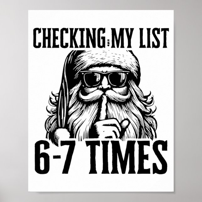 Poster Santa Six Seven 6 7 Meme Funny Christmas Holiday H (Frente)