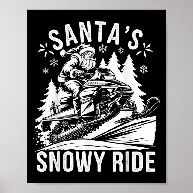 Poster Santa Snowmobile Riding Snowmobiling Christmas  (Frente)