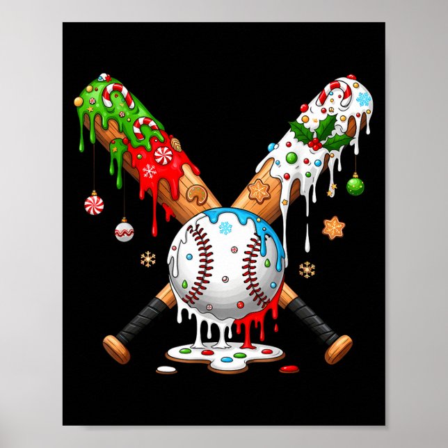 Poster Santa Srts Design For Men Boys Christmas Baseball  (Frente)