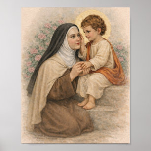 Poster Santa Teresinha com Menino Jesus Católica