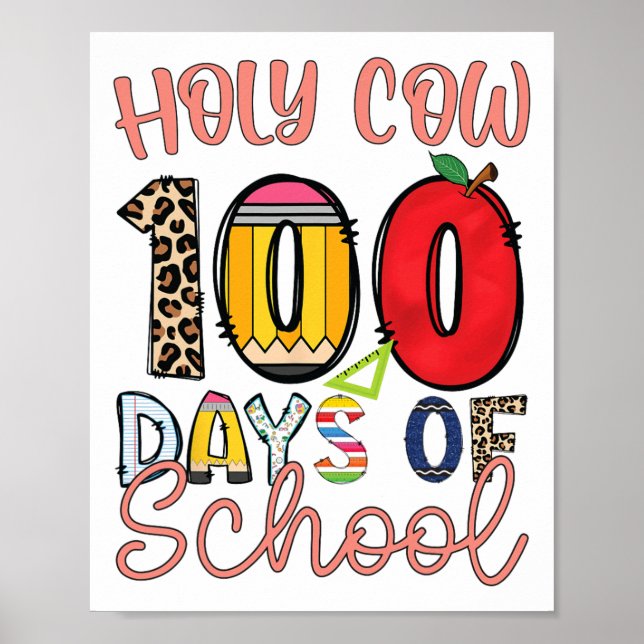 Poster Santa Vaca 100 Dias De Professores Estudantes Cria (Frente)