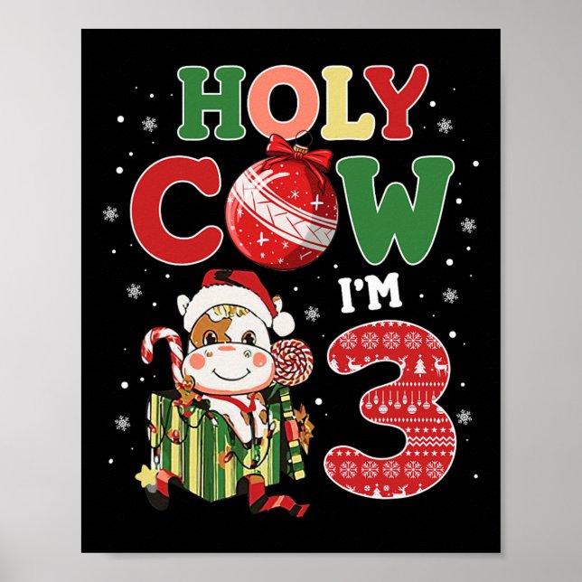 Poster Santa Vaca, eu sou 3 Criança de Vaca de Aniversári (Frente)