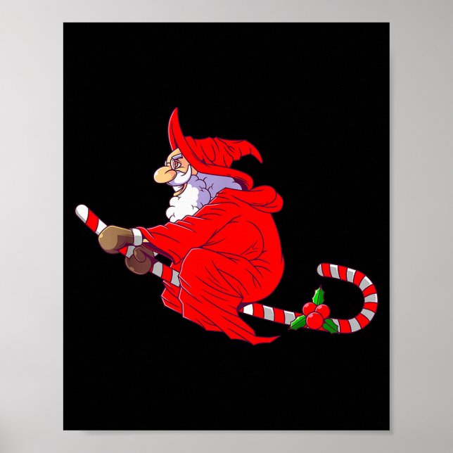 Poster Santa Witch Candy Cane Christmas Santa Hat Funny C (Frente)