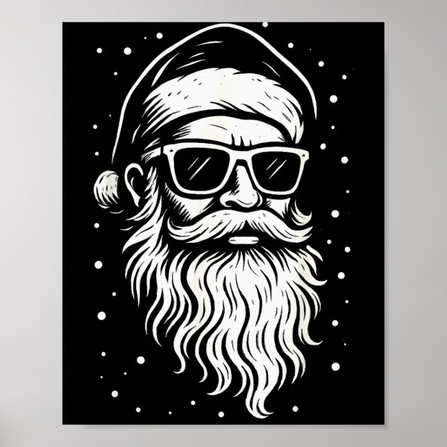 Poster Santa With Sungles Christmas Xmas For Men Boys  (Frente)