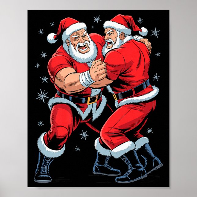 Poster Santa Wrestling Lover Funny Wrestler Xmas Christma (Frente)