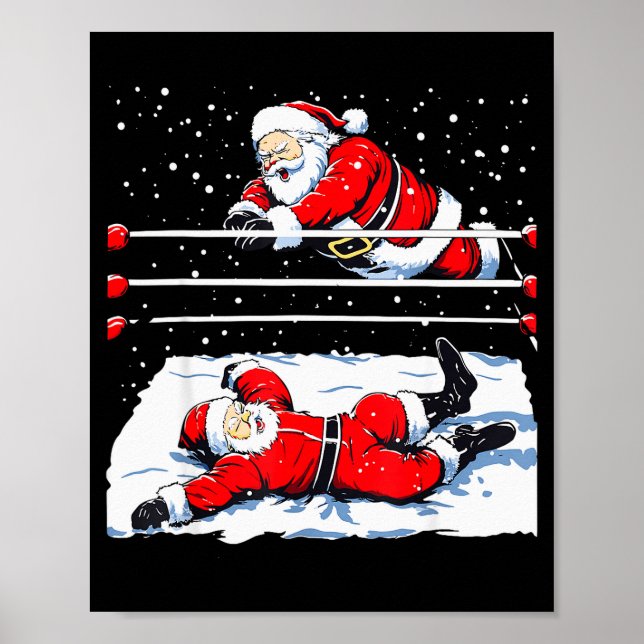 Poster Santa Wrestling Lover Wrestler Christmas Xmas Paja (Frente)