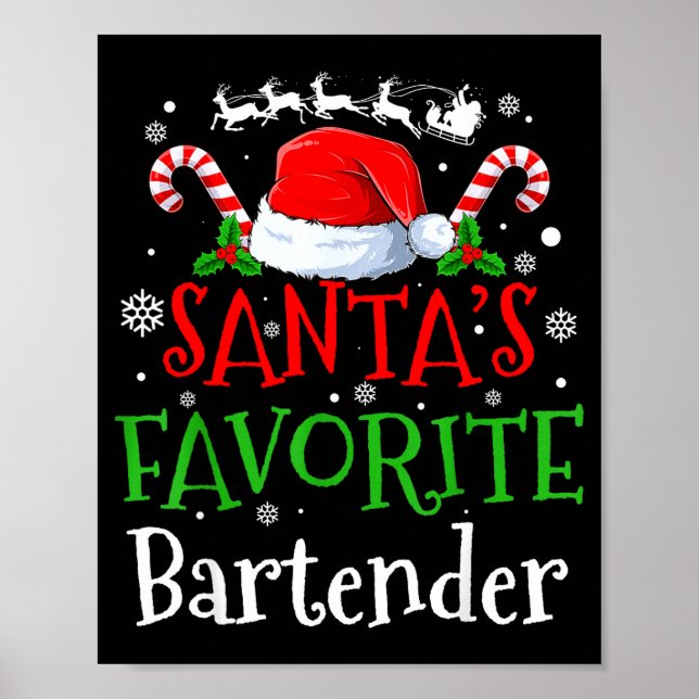 Poster Santa's Favorite Bartender Christmas Party  (Frente)