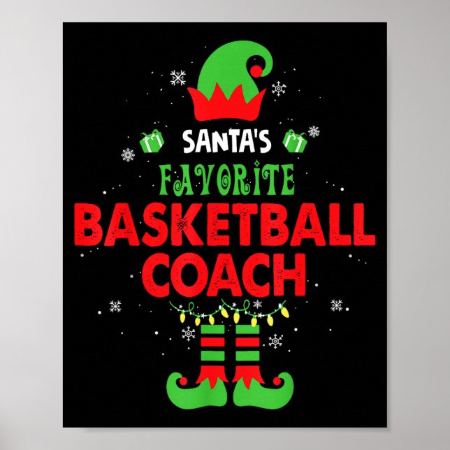 Poster Santa's Favorite Basketball Coach Funny Elf Family (Frente)