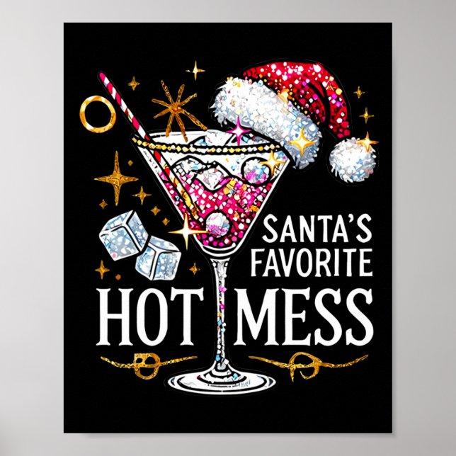 Poster Santa's Favorite Hot Mess Long Sleeve  (Frente)