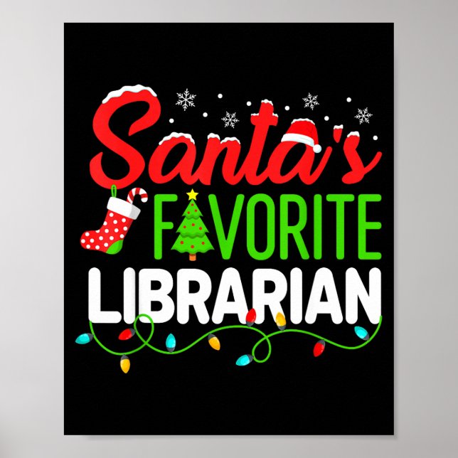 Poster Santa's Favorite Librarian Christmas Library Book  (Frente)