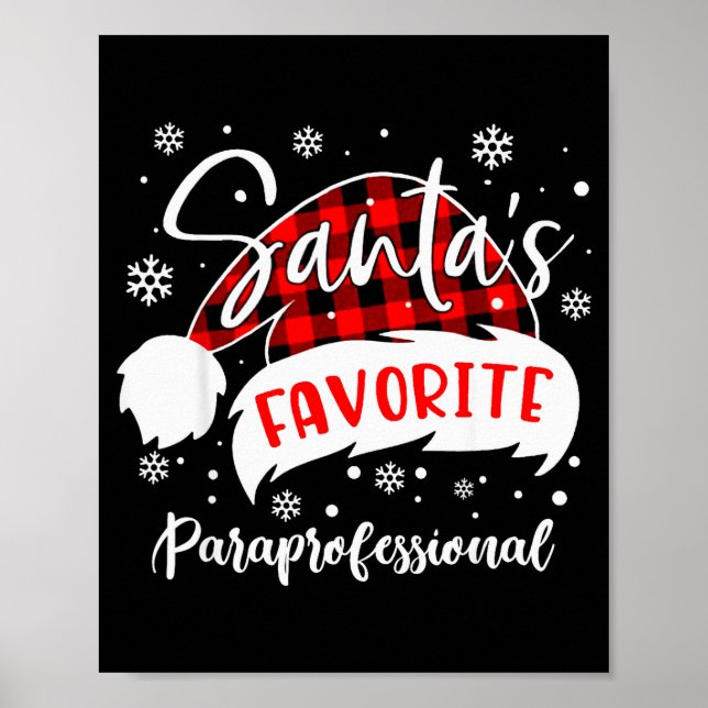 Poster Santa's Favorite Paraprofessional Hat Flannel Chri (Frente)