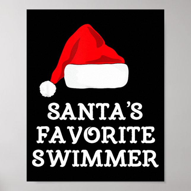 Poster Santa's Favorite Swimmer Christmas Funny Xmas Swim (Frente)