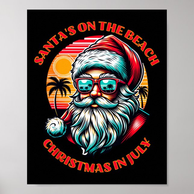 Poster Santa's On The Beach. Christmas In July.  (Frente)