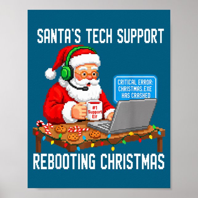 Poster Santa's Support Tech Rebooting Vibes (Frente)