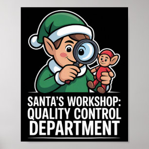 Poster Santas Workshop Controle de Qualidade de Natal