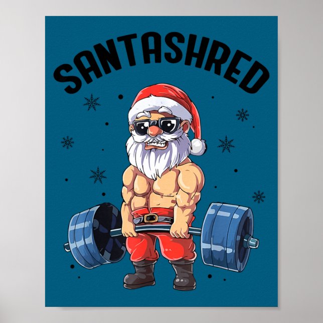 Poster Santashred Funny Santa Meme Xmas Gym Bodybuilding  (Frente)