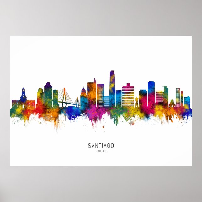 Poster Santiago Chile Skyline (Frente)