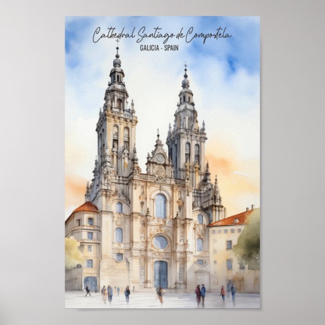Poster Santiago de Compostela, Galiza, Viagem (Frente)