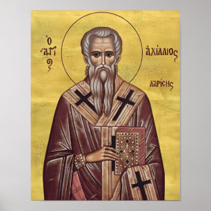 Poster Santo Aquílio de Larissa Ícone Ortodoxo Impresso