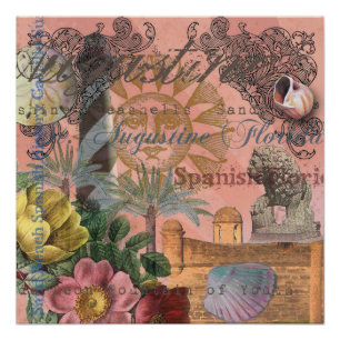 Pôster santo augustine florida viagem antiquada arte