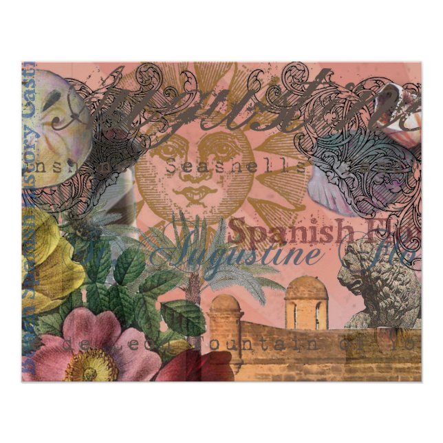 Pôster santo augustine florida viagem antiquada arte (Frente)