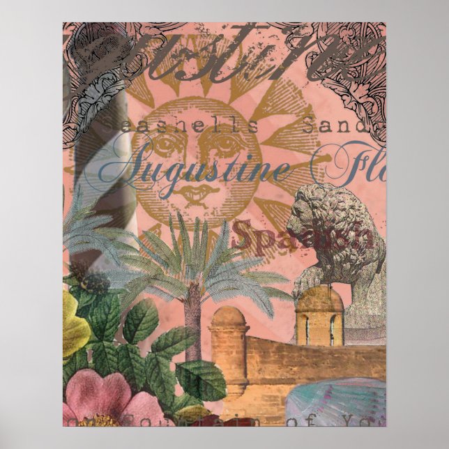 Pôster santo augustine florida viagem antiquada arte (Frente)