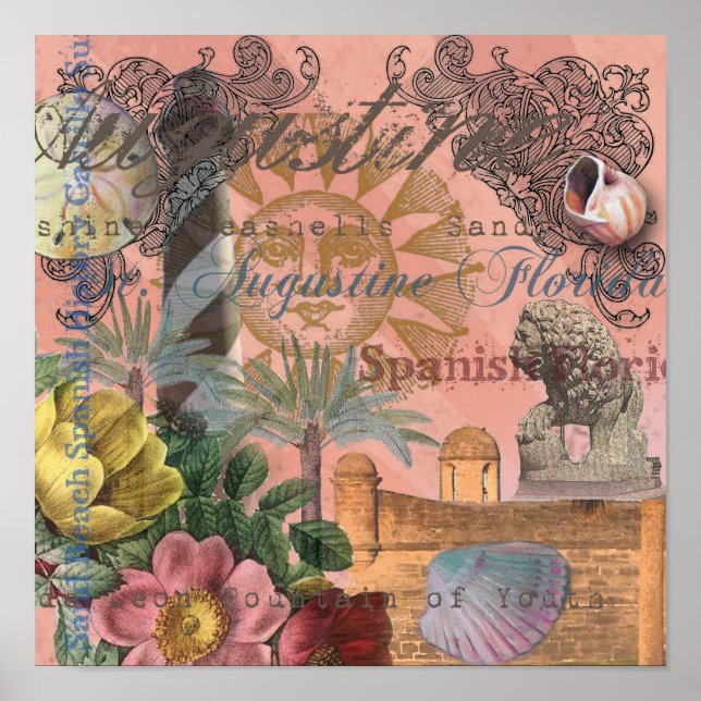 Pôster santo augustine florida viagem antiquada arte (Frente)