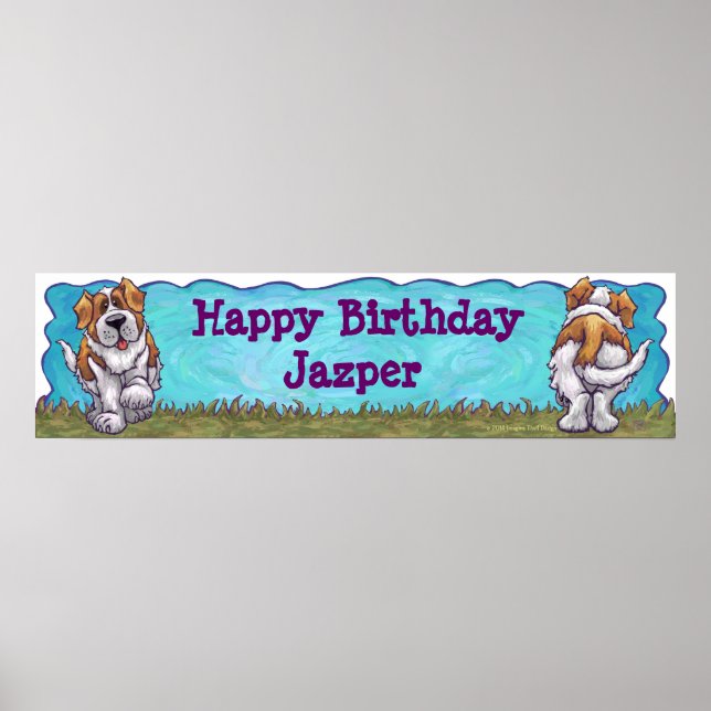 Pôster Santo Bernard Birthday Banner (Frente)