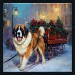 Pôster Santo Bernard Christmas Fesason Season<br><div class="desc">Prepare-se para celebrar o feriado com o nosso charmoso Design cênico de Natal do Cão! Este delicioso produto apresenta adoráveis companheiros caninos rodando em meio a uma terra maravilhosa do inverno, adornada com luzes cintilantes, holly, e ornamentos festivos. Seu coração derreterá enquanto você testemunha cachorros vestidos com chapéus de Papai...</div>
