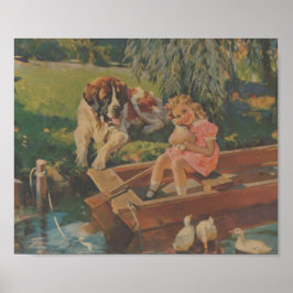 Pôster Santo Bernard, Patos, garotinha no barco