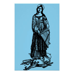 Pôster Santo Cecilia com violino por Raphael