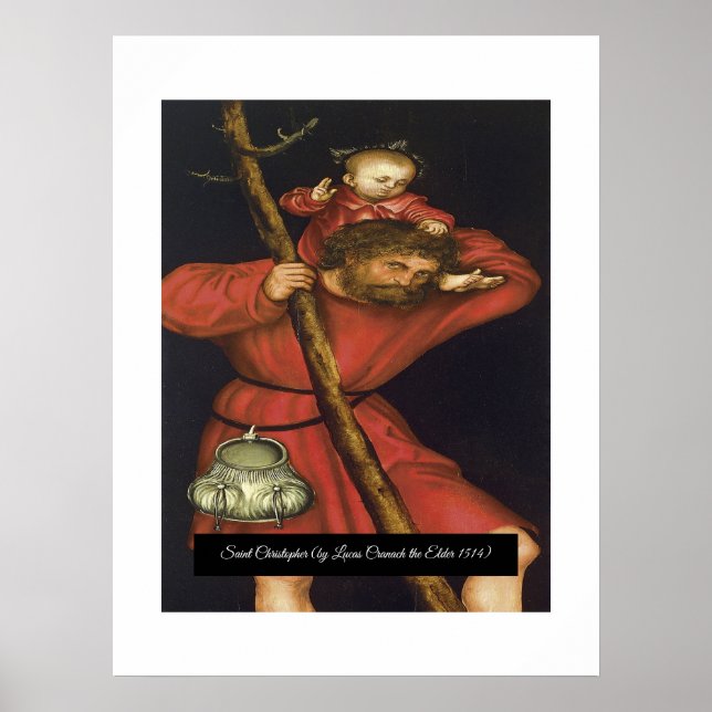 Poster Santo Christopher com o Cristo Criança (Frente)