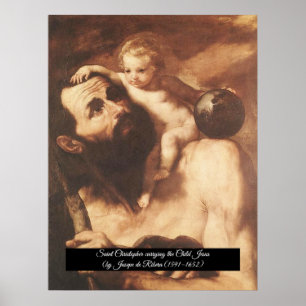 Poster Santo Christopher com o Cristo infantil