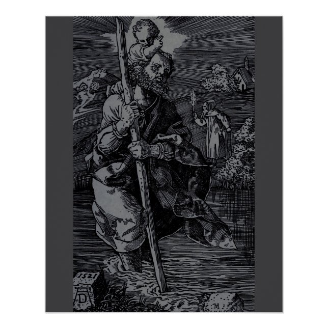 Pôster Santo Christopher venerado por cristãos (Frente)