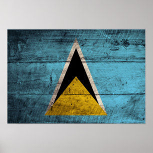Poster Santo de Madeira antigo Lucia Flag
