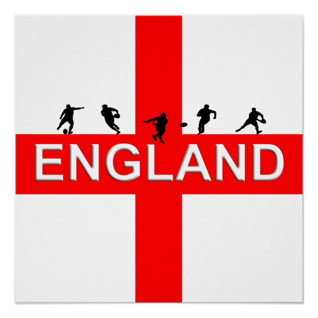 Pôster Santo de Rugby da Inglaterra George Male Silhouett (Frente)