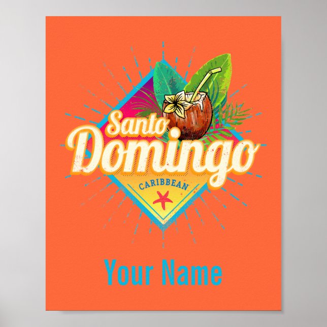 Poster Santo Domingo Caribe Retro República Dominicana (Frente)