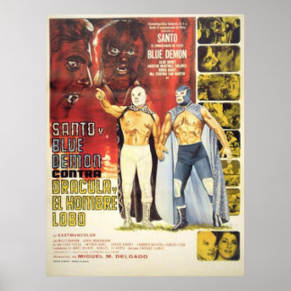 POSTER SANTO E BLUE DEMON DRACULA WOLFMAN