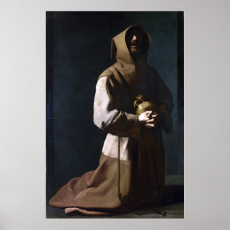 Poster Santo Francis em Meditação (Zurbaran 1635)