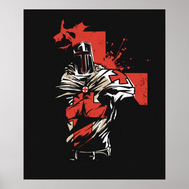Poster Santo George Christian Crusader Cruz Vermelha (Frente)