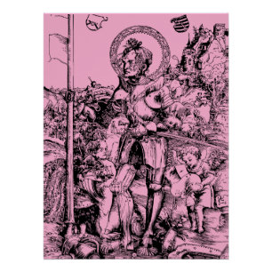 Pôster Santo George em pé com dois anjos