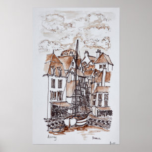 Poster Santo-Goustan Port, Auray  Brittany, França